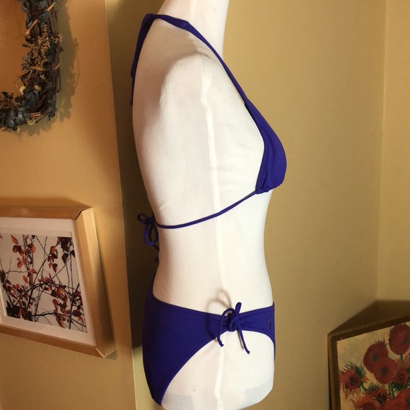 VTG Y2K RALPH LAUREN size XS Beaded Vivid Violet Padded Bra Triangle Bikini SEXY - Picture 5 of 11